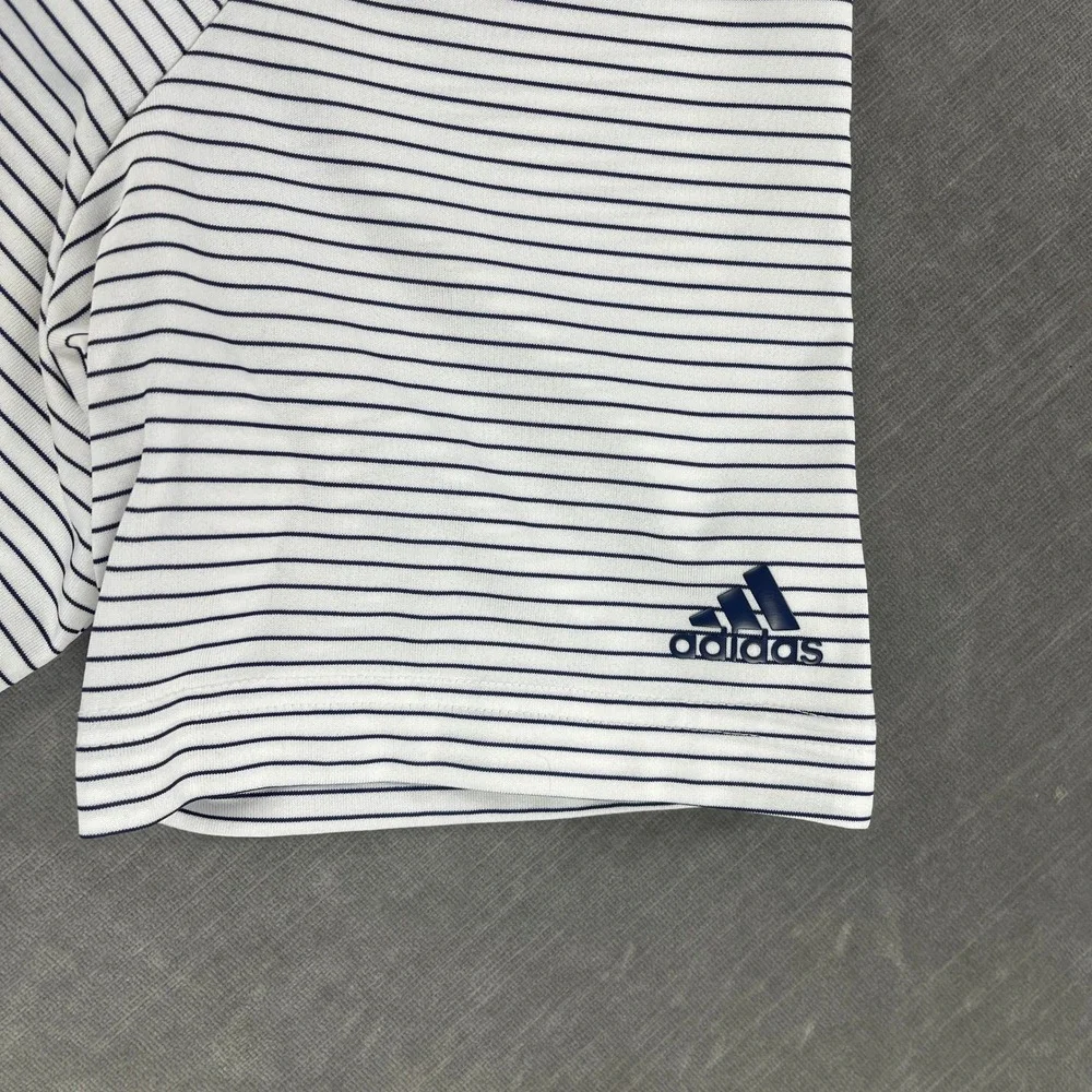 Adidas Mens Large White Striped Polo Shirt The Creek Golf Performance